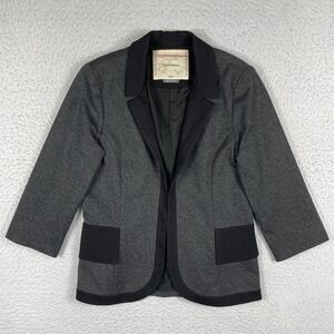 Cartonnier Anthropologie Jacket Womens 10 Black Gray Blazer Career Tiered Ruffle